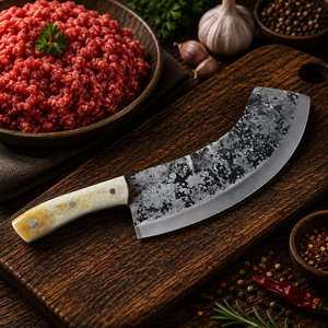 Hand Forged Stainless Steel Turkish Meat Mincer Cleaver Knife Bone Handle Traditional Chef Knife Handmade <b>Kitchen</b> Knives - Product Image 4