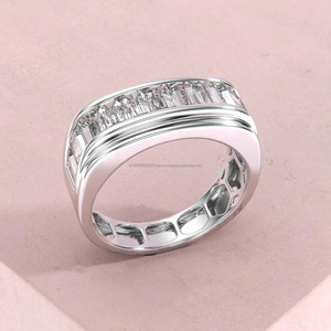 Bague de mariage éternelle en moissanite taille baguette style hip-hop pour homme, luxueuse et entièrement sertie de diamants, cadeau d'anniversaire pour lui - Product Image 5