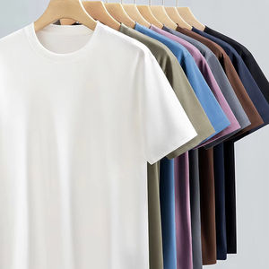 T-shirt uni pour homme, coupe ajustée, coton doux, col rond moderne, confortable pour tous les jours, vêtements de mode américains - Product Image 6