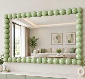 Espejo Rectangular Moderno con Marco de Cuentas Verdes, Espejo Decorativo de Pared para Sala de Estar, Dormitorio, Entrada - Product Image 1