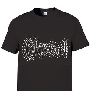 Camiseta de algodón con estampado gráfico de diamantes de imitación, brillante, con transferencia térmica, personalizada, OEM, marca privada, para hombre, manga larga - Product Image 1