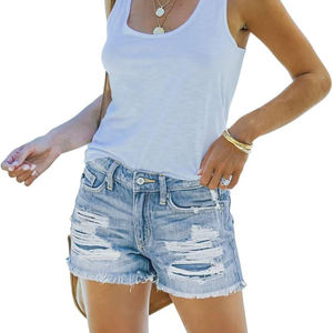 Shorts de Mezclilla Sexys de Alta Calidad al por Mayor, Última Tendencia en Ropa Urbana para Mujer, Cierre de Botones, Corte Ajustado, Ropa de Verano, Precios Razonables - Product Image 1