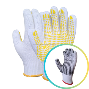 Gants antidérapants de sécurité améliorée en blanc blanchi à pois en PVC noir pour les tâches de coupe et d'élagage des cultures - Product Image 6