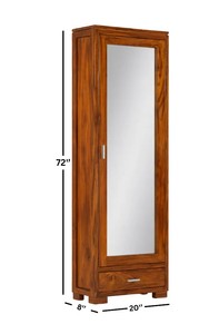 Solid Wood Ultra-<b>Slim</b> <b>Mirror</b> Cabinet | 72 Inch Full Length <b>Mirror</b> Jewelry Armoire | Wholesale Bedroom Furniture - Product Image 4