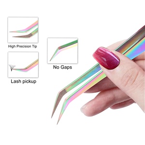 Pince à épiler professionnelle de haute qualité pour extensions de cils, à pointe fine, en fibre durable et très élastique, en acier inoxydable - Product Image 2