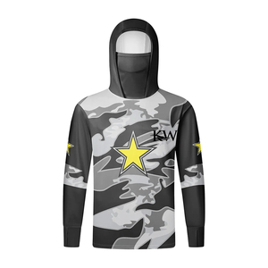Custom <b>Camo</b> Hooded UPF 50 UV Protection Men's Outdoor Quick Drying Moisture Wicking Fishing <b>Jacket</b> Face Mask Hood Front S-3XL - Product Image 5