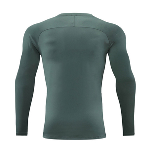 2026 Top Selling High Quality Premium <b>Men's</b> Long Sleeve Rash Guard Solid Green Quick Dry Breathable Polyester Sport Top - Product Image 2