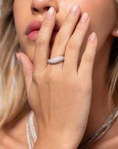 Luxury Round Cut Moissanite Cloud Dome <b>Ring</b> Unique Cocktail 925 <b>Silver</b> <b>Statement</b> Curved Wedding <b>Ring</b> for Womens Fine Gift - Product Image 4