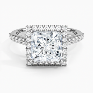 BOJ <b>Ring</b> 099 Princess Cut 925 <b>Silver</b> Halo Stone Prong Setting <b>Solitaire</b> Diamond <b>Ring</b> 2ct D Color VVS1 Moissanite GRA Certified - Product Image 1