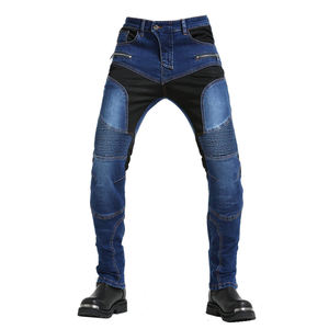 Vaqueros de moto para hombre, bordados, lavados, con remaches, estampado digital, cortavientos, transpirables, de mezclilla, para turismo y carreras - Product Image 1