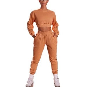 Wholesale Women's Cotton Crop Top Sweatsuit Two Piece Sets Women's Jogging & Yoga Tracksuit Set - Product Image 1