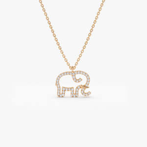Collar Clásico de Plata de Ley 925 con Luna Creciente y Moissanita de 14K, Ideal para Fiestas, Collar con Dije de Elefante en Oro de 14K - Product Image 2