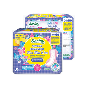 Sanita Soft Fit RelaxNight Ultra Slim 0.1cm, Toallas Nocturnas para Flujo Abundante, 29cm con Alas, Suaves como la Algodón, 8 Unidades - Product Image 3
