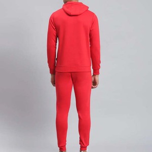 Survêtement à capuche rouge pour homme, coupe classique, couleur unie, avec poches latérales, idéal pour l'automne, en polyester - Product Image 5
