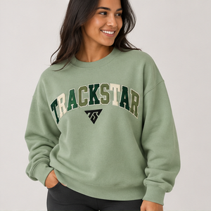 <b>Women's</b> Sage <b>Green</b> Multicolor Varsity Letter Crewneck Sweatshirt Oversized Long Sleeve Custom Logo Pullover Wholesale - Product Image 4