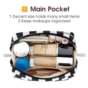 <b>Cute</b> Small Checkered Zipper Pouch Travel Makeup Bag with Compartments for Women Convenient <b>Purse</b> Cosmetic Case - Product Image 2