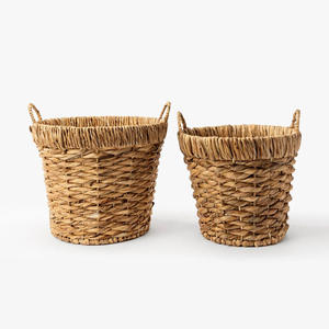 Panier de rangement en jacinthe d'eau de forme carrée avec poignées, paniers tissés, organiseur de bijoux - Product Image 5