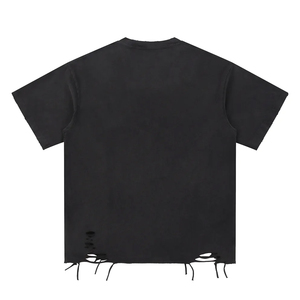 Camiseta Gráfica Oversize de Moda, con Logotipo y Diseño Personalizados, Lavado Ácido, Estilo Vintage, con Dobladillo Desgastado - Product Image 2
