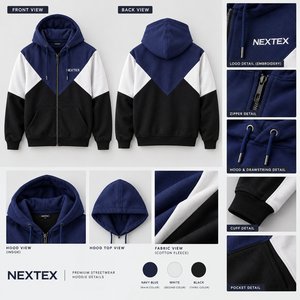 Survêtement pour homme à capuche avec fermeture éclair, manches longues, décontracté, en polyester et coton, pour l'automne - Product Image 4