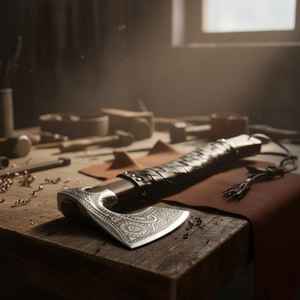 ขวานไวกิ้งคุณภาพสูงระดับมืออาชีพ ขายส่ง พรีเมียม ด้ามไม้ เหล็กกล้าคาร์บอนสูง ตีขึ้นรูป สำหรับงานอุตสาหกรรม พร้อมปลอก - Product Image 4