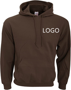 Sweat-shirt à capuche marron uni pour homme, coupe classique, en molleton français tricoté, manches longues - Product Image 4