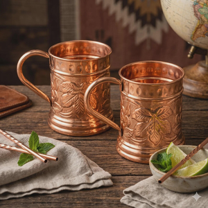 Taza Moscow Mule de Cobre Puro Oriental FAIZA CRAFT con Asa, Diseño Clásico, Ecológica, para Uso en el Hogar y Fiestas - Product Image 3