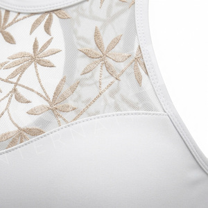 Hot Selling Custom Design High Neck Sports Bra Floral Mesh Racerback <b>Padded</b> Yoga Fitness Workout Breathable Plus Size Sports Bra - Product Image 4