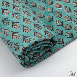 RIDHI 100% coton tissu cour bleu sarcelle acajou saumon rose main bloc imprimé femmes robes artisanat housse de matelas filles garçons - Product Image 6