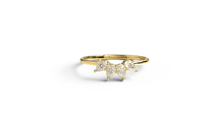 Luxury 18K Gold Pear Diamond Ring Curved Chevron Crown Band Teardrop Cluster Wedding Ring Jewelry Gift Fine Jewelry for Women - Product Image 1