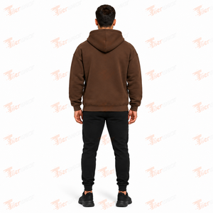 Tlierwear Men's Brown Drop Shoulder <b>Hoodies</b> With <b>Red</b> Skeleton Hands Print Casual Fleece Pullover Regular Fit Autumn Wear - Product Image 4