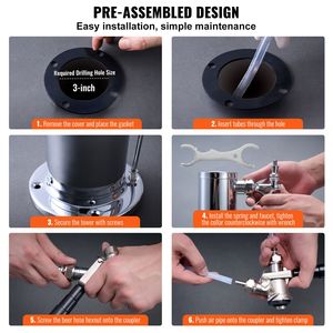 Dispenser per Birra a Torre Singola in Acciaio Inossidabile con Doppio Manometro CGA320, Kit Kegerator per Feste - Product Image 6