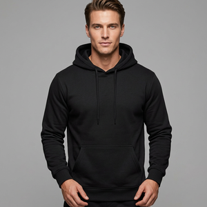Sudadera con Capucha Negra para Hombre, Corte Regular, 100% Algodón, Forro Polar Antipelusas, Informal, con Bolsillo, para Otoño, Hecha en Bangladesh - Product Image 2