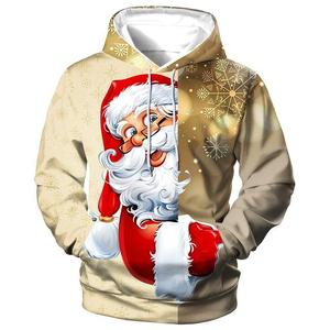 Sudadera con capucha para hombre con estampado de Papá Noel, estilo oversized, tejido grueso de poliéster para otoño, ODM, informal, ropa de calle de invierno, top de moda. - Product Image 1