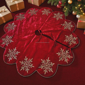 Jupes de sapin de Noël de luxe en velours, brodées à la main avec des sequins motif renne, sequins dorés, pour la décoration de Noël à la maison - Product Image 4