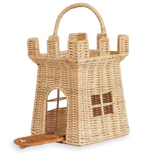 Cesta de juguetes de ratán con forma de castillo, de calidad premium, contenedor de almacenamiento para niños - Product Image 1