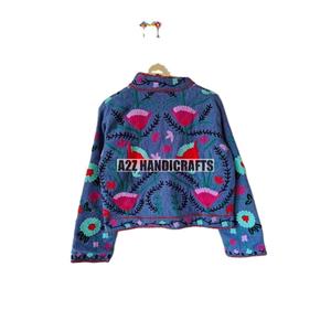 Vêtements pour femmes veste unisexe vente en gros indien TNT coton vestes hiver à la main manteau broderie Suzani veste - Product Image 2
