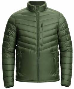 Veste d'hiver pour homme, noire, en duvet, col montant, fermeture éclair, coupe-vent - Product Image 3