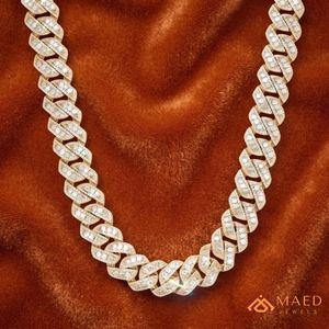 Rose Gold Plated & Gold Plated Moissanite Cuban Link Chain Iced Out Hip Hop Luxury <b>Statement</b> <b>Necklace</b> for Men Women Party - Product Image 2