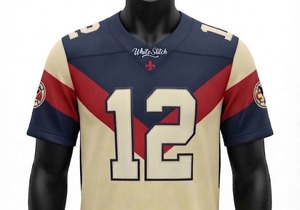 Camiseta de Fútbol Americano Blanca con Costuras, para Hombre, sin Tirantes, Manga Corta, 100% Poliéster, Transpirable, Diseño con el Número 12 en Toda la Parte Delantera - Product Image 2