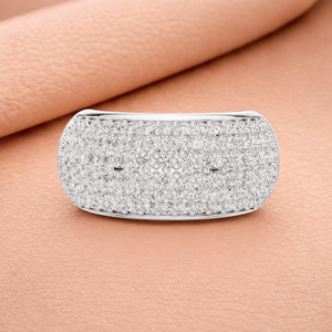 Premium Pave Diamond Dome <b>Ring</b> for Women in Yellow White Rose <b>Gold</b> Luxury Statement <b>Cocktail</b> Jewelry Gift - Product Image 2