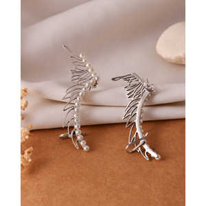 Boucles d'oreilles en argent fin et perles Meera Jaipur, provenance Inde - Product Image 3