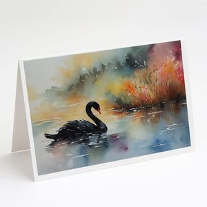 Whimsical A7 Tamaño 5x7 Black Swan Tarjetas de notas en blanco Paquete de 8 con sobres Tarjetas de felicitación - Product Image 1