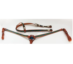 Conjunto de cuello de pecho y cabeza occidental de cuero de alta calidad con herrajes de acero inoxidable fabricante al por mayor proveedor - Product Image 6