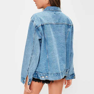 Women <b>Cropped</b> <b>Denim</b> <b>Jacket</b> Streetwear Fashion Custom Logo Casual Blue Jean Coat For Trendy Daily Outfit - Product Image 2