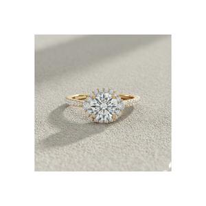 Anillo de compromiso estilo catedral vintage con halo de diamantes pavé y engaste de púas chapado en oro rosa para piedras certificadas - Product Image 1