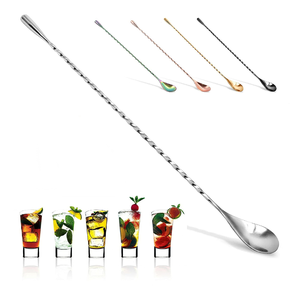 Cuillère de bar en acier inoxydable, 4 couleurs différentes, personnalisable, 12 pouces (30 cm), manche long torsadé, écologique - Product Image 4