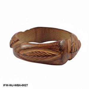 Bracelet en bois sculpté à la main de style vintage, motif feuille tropicale gravée, bijou ethnique bohème tendance - Product Image 4