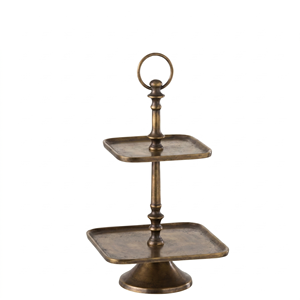 Black Two <b>Tier</b> Metal <b>Cake</b> Stand Rectangle Shape Bronze Finish Dessert Display for Celebrations Cupcake Holder Serving Tray - Product Image 3