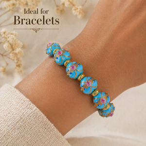 Perles en verre soufflé à la main en forme de cœur, 18 mm, bleues, décoratives, pour la fabrication de bijoux, bracelets, colliers, artisanat DIY - Product Image 4