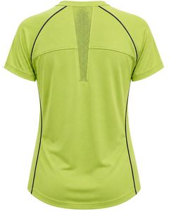 Customized Women Lime Green Quick Dry Sports T Shirt Breathable Mesh Panel Gym Running Workout Yoga Athletic Tee <b>Top</b> - Product Image 2